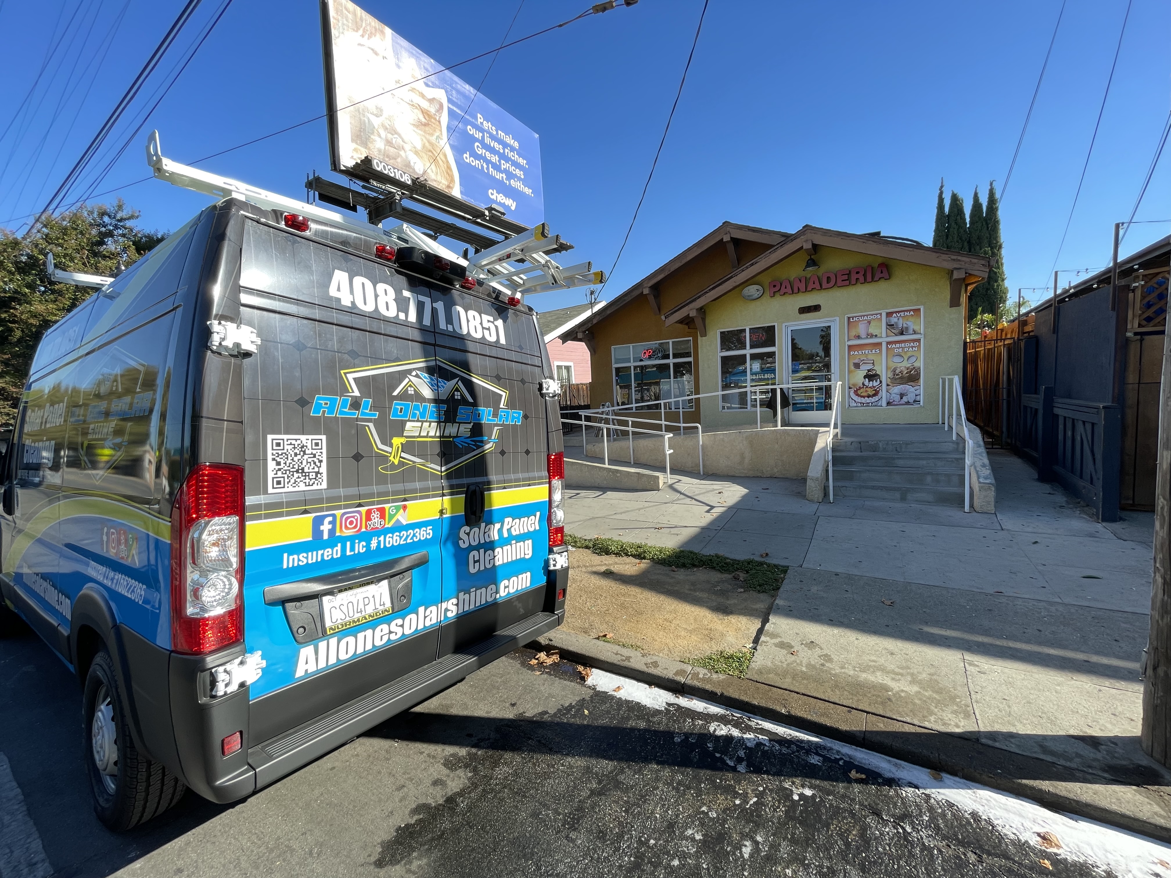 All One Solar Shine technician on a commercial service call